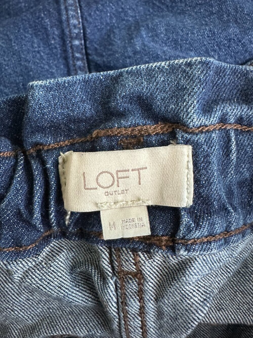 2/$30 LOFT Paperbag Waist Denim A-Line Skirt Whiskered Medium Dark Medium #A2042 - Picture 5 of 7
